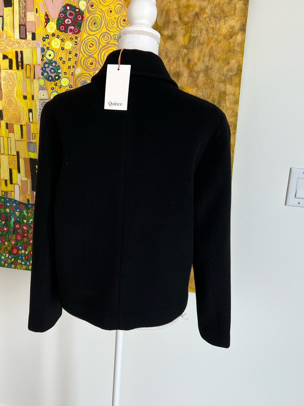 Quince Women Wool Cashmere Short Coat Black Outerwear Size M - Picture 9 of 10